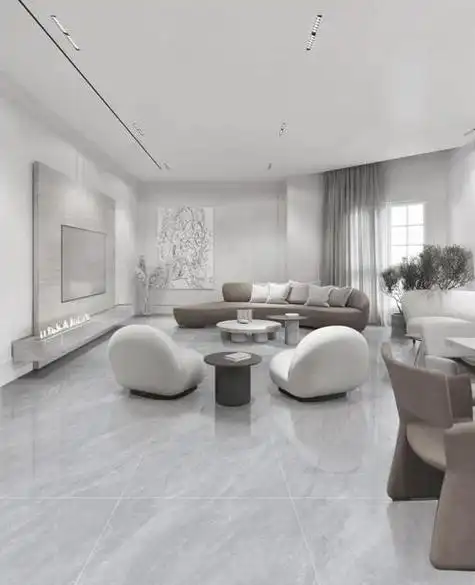 灰色地砖客厅壁纸(灰色地砖装修效果图客厅好看吗)