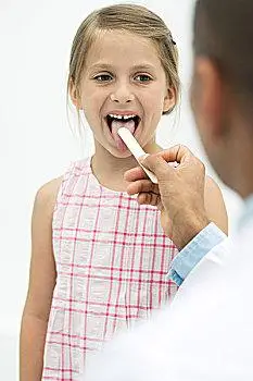 医生,检查,喉咙,压舌板