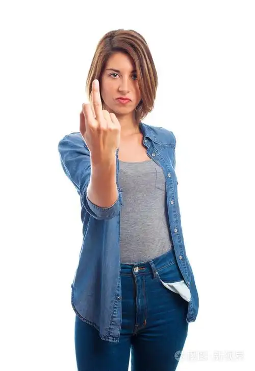 年轻酷女人 disagrreement 手势