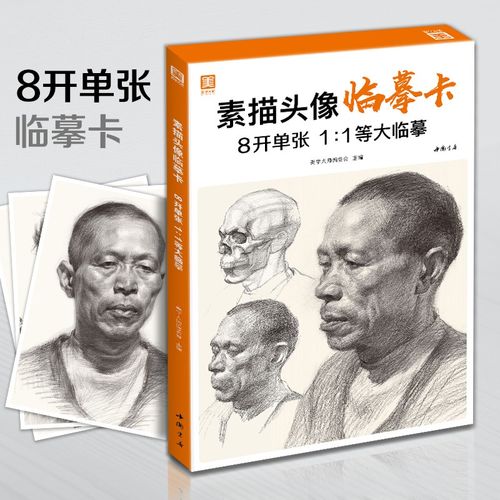 素描头像临摹卡8开临摹范本人物绘画入门基础创意卡片结构五官解析对