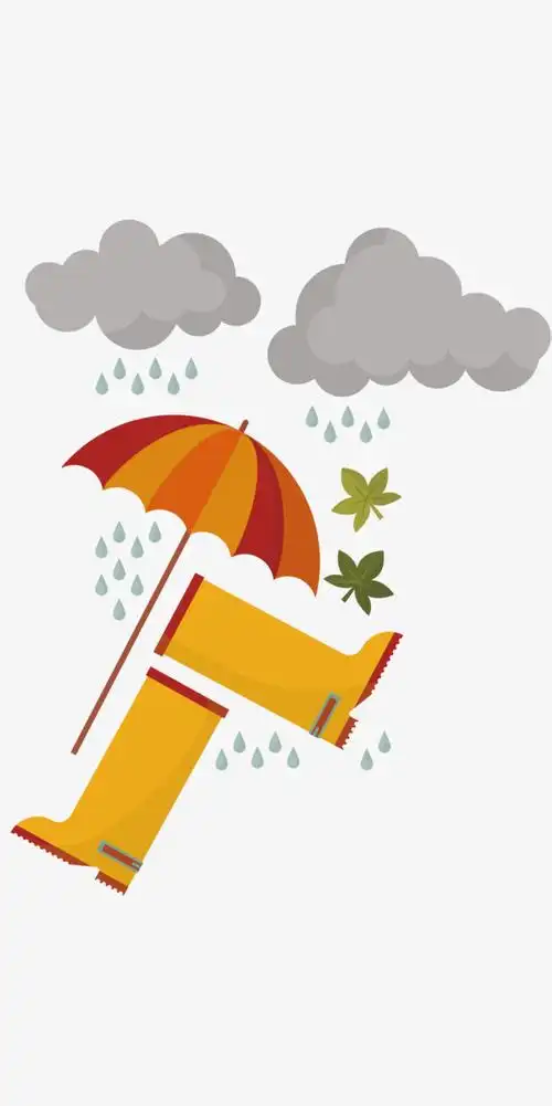 卡通下雨天的雨伞矢量图