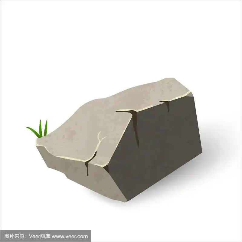 卡通风格的石头.不同的岩石.元素灰色花岗岩山脉.