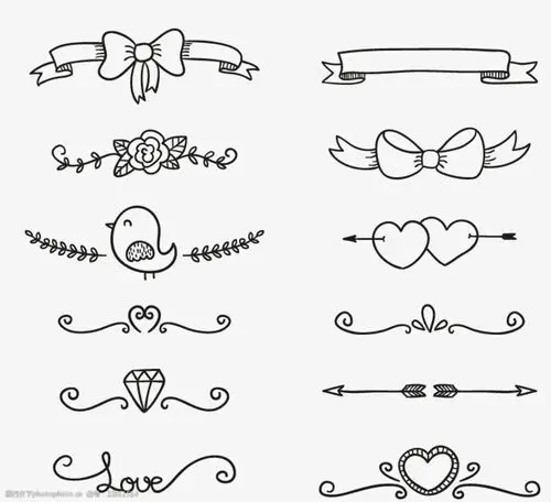 手绘花边设计矢量素材