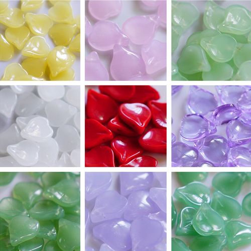 10粒曲江流香 diy手工发簪古风配饰材料15mm玻璃仿玉捷克樱花花瓣