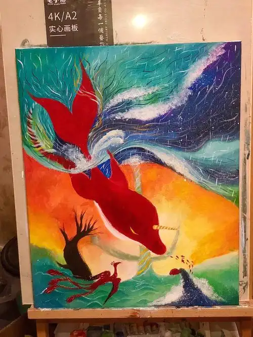 大鱼海棠水粉画附步骤图