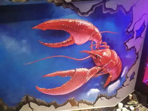 龙虾店墙体彩绘壁画涂鸦|插画|新锐潮流插画|造物者墙绘涂鸦 - 原创