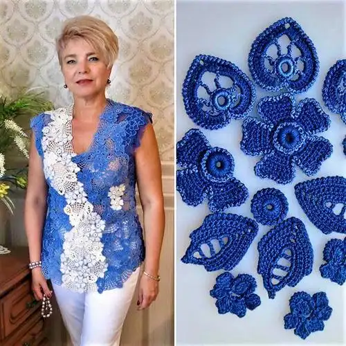 繁花似锦的钩针蕾丝花样手工上衣,优雅美丽,图解教程