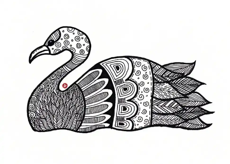 儿童线描画/天鹅.#黑白线描画 #想画就画 #一起学画画 # - 抖音