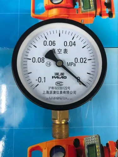 上海派澳 真空表/真空压力表 y100 -0.1-0mpa 表盘100mm 4分螺纹