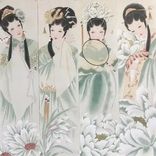 四尺对开工笔十二花神