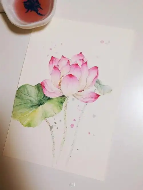 晚风吻尽荷花叶,让我醉倒在池边…-溢彩水彩本米娅水彩颜料毛笔临自