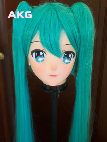 akg二次元kig面具定做半面头壳定制kigurumi动漫头套 初音