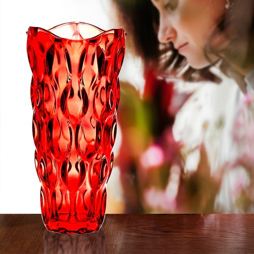 高斯玻璃台面花瓶ins风家居装饰花瓶花瓣款式礼品 红色 花瓣系列