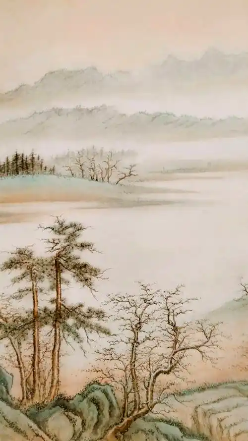 界画寒江青绿山水工笔界画山居图