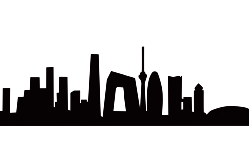 国庆节北京城市天际线剪影