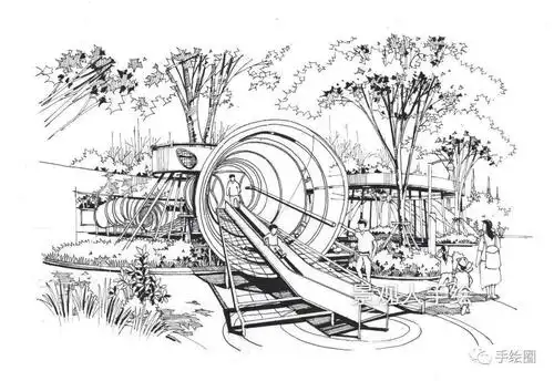 景观人手绘教程快题中的手绘效果图步骤详解1儿童游乐区