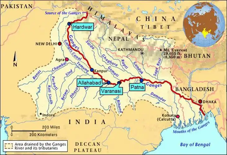 恒河(ganges,印度语则叫做ganda),发源于喜马拉雅山的南麓,浇灌了印度