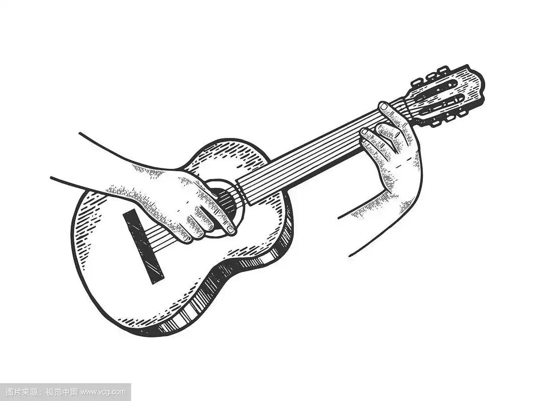 手弹吉他素描雕刻