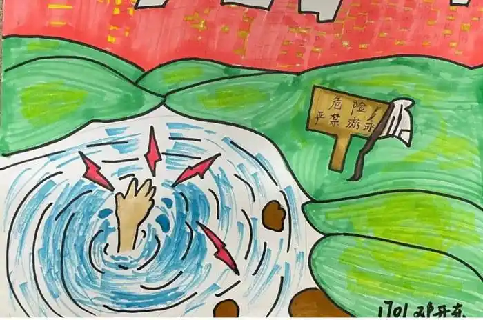 一二三年级防溺水绘画