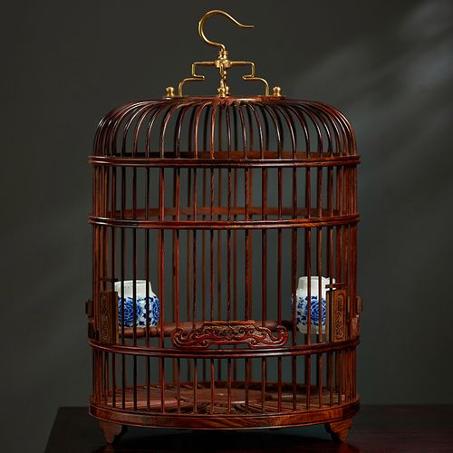 鸟笼老挝大红酸枝画眉画眉鸟全套配件玄凤大全木雕