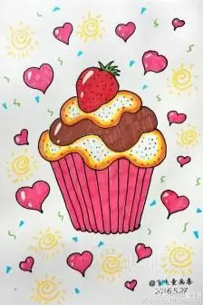 儿童画 爱心蛋糕