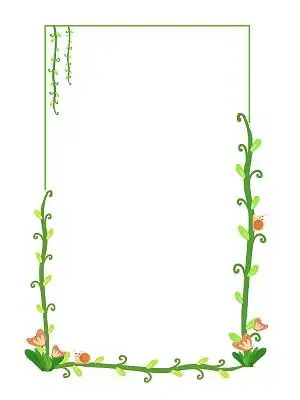 花边矢量手绘清新花草藤蔓花藤花边横向装饰藤蔓花边蓝色卡通植树节