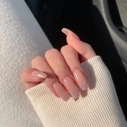 长款法式贝壳白美甲日常温柔
