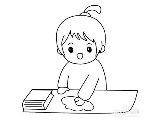女孩做家务卡通简笔画