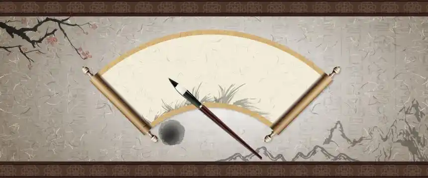 复古古典中国风毛卷轴报背景