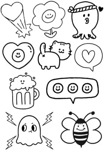 卡通黑白打印素材