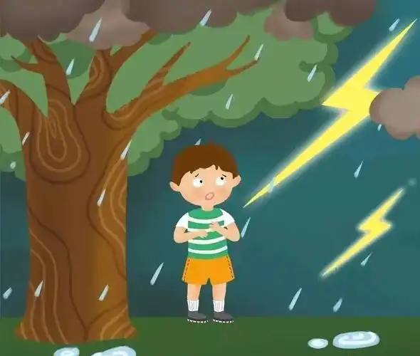 ②打雷时,男孩在什么处所避雨?为什么不平安?