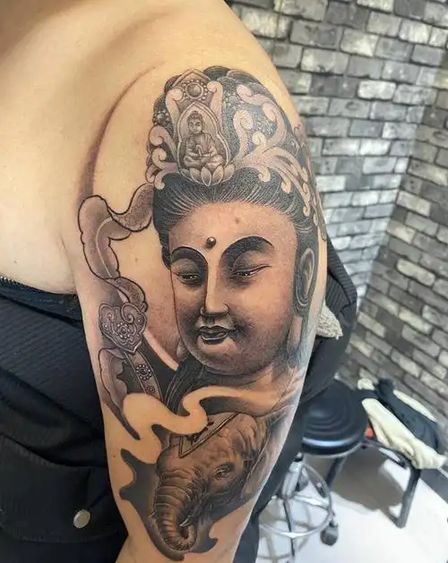 普贤菩萨纹身图片_手臂新传统纹身图案