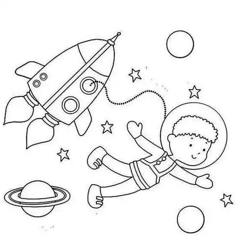 小小宇航员太空飞船科幻简笔画