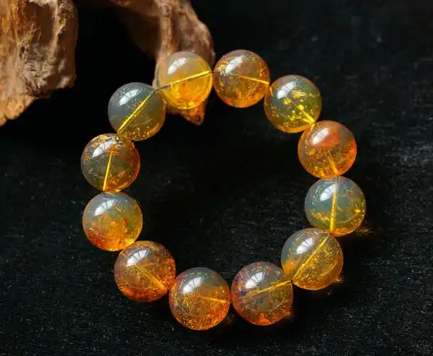 天然缅甸琥珀花珀手串手饰