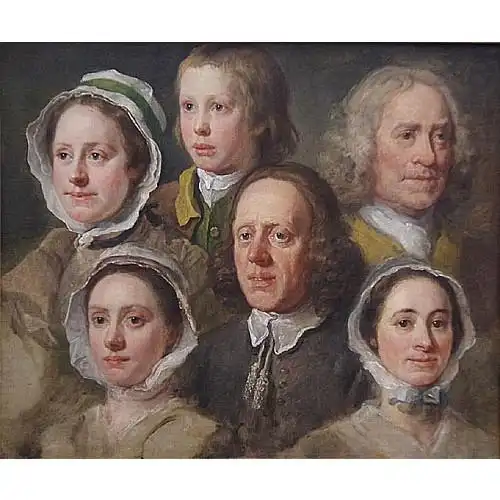 《霍加斯家庭仆人群体肖像画》霍加斯作品赏析-1750版