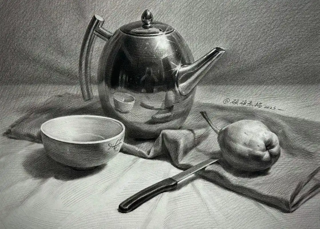 不锈钢素描完整步骤.速速收藏起来#美术生 #素描 #山东美术 - 抖音