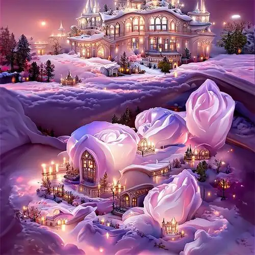 紫色系仙气雪中城堡头像图片