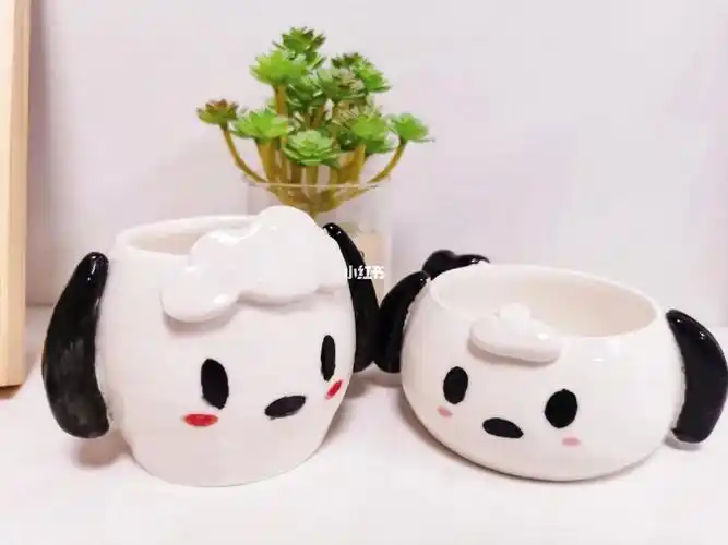 陶艺diy作品小可爱帕恰狗情侣水杯