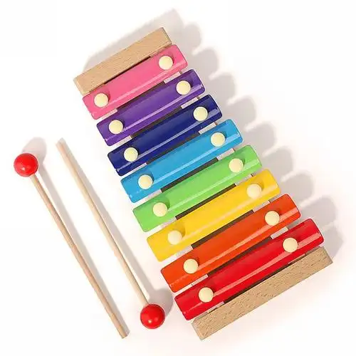 木制彩色八音手敲琴音乐教习益智玩具敲打木琴敲击乐器儿童早教音阶