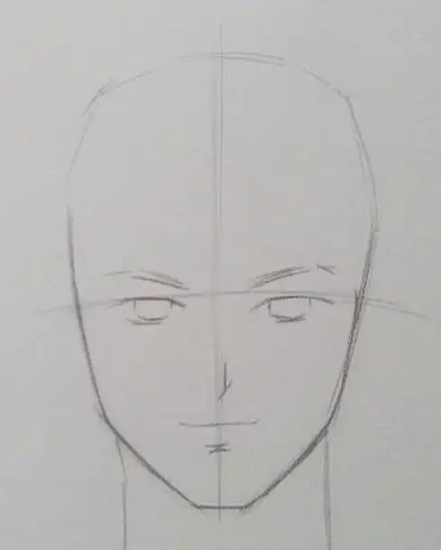 绘制好所有五官的基准线后,决定脸部的轮廓线02用很淡的线条绘制脸型