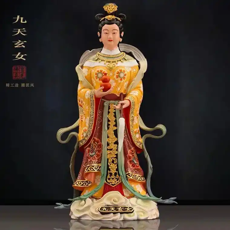纯铜手工唐彩贴金九天玄女,圣母娘娘,上天玄女. 遇见即是佛缘 - 抖音