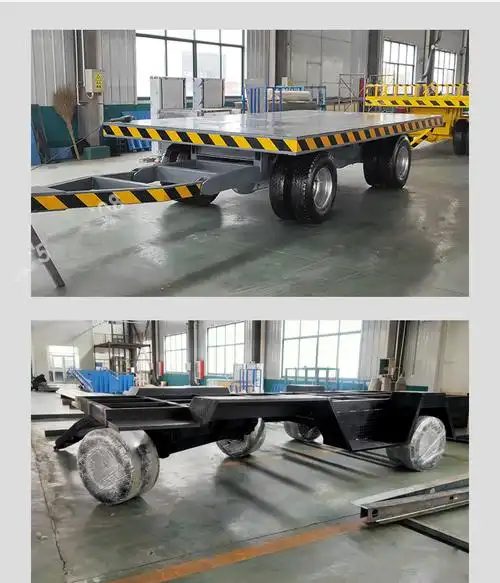 电动重型叉车牵引平板车厂区拖车实心轮胎大吨位牵引平板拖车重型 10
