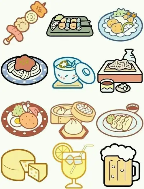 迷你简笔画小可爱食物
