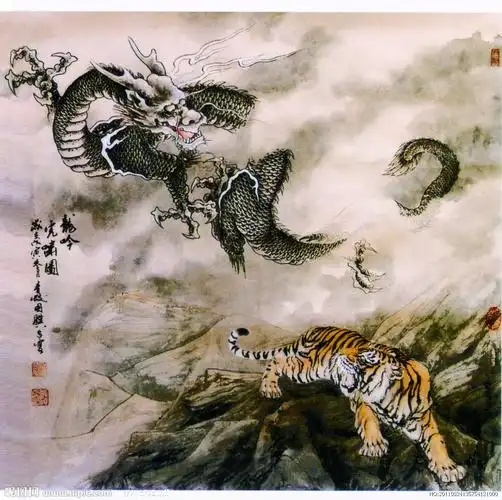 国画龙带路径图片