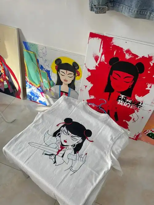 痛仰乐队手绘外套丙烯画