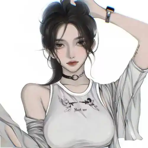 甜酷系手绘女生头像_微信_壁纸_后腿