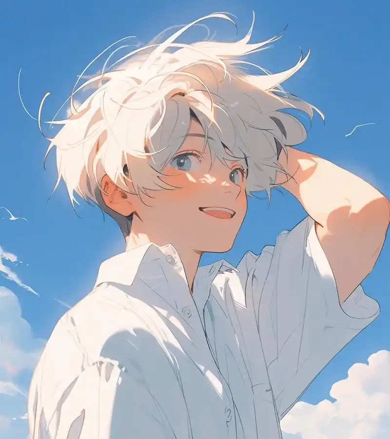 简约男生头像 i 治愈系头像 治愈系阳光男头,蓝色系,治愈系