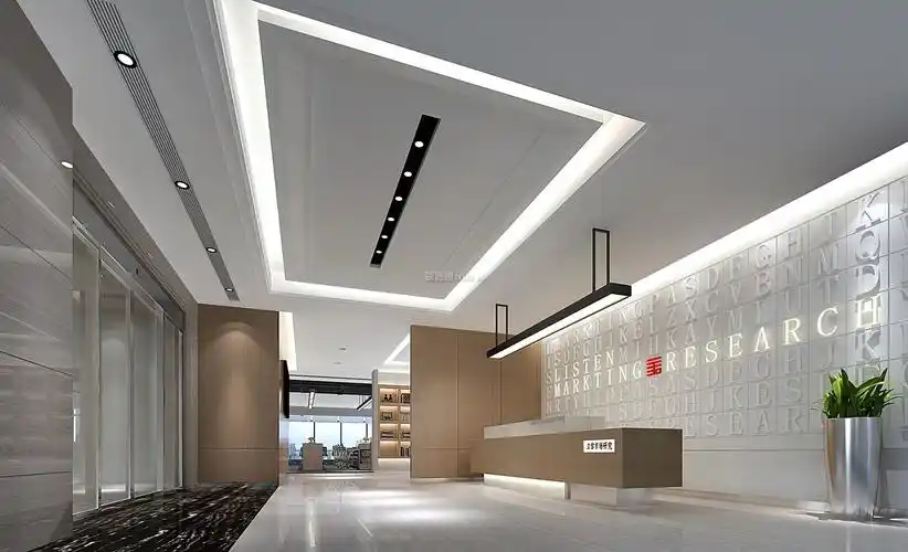2022现代办公室前台背景墙设计效果图