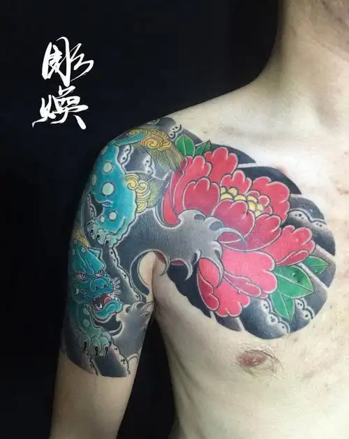 风神,雷神纹身图片tag标签:纹身师:彫焕纹身店:雷公堂刺青唐狮,半甲