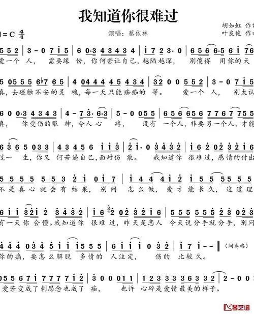 我知道你很难过简谱-蔡依林演唱1